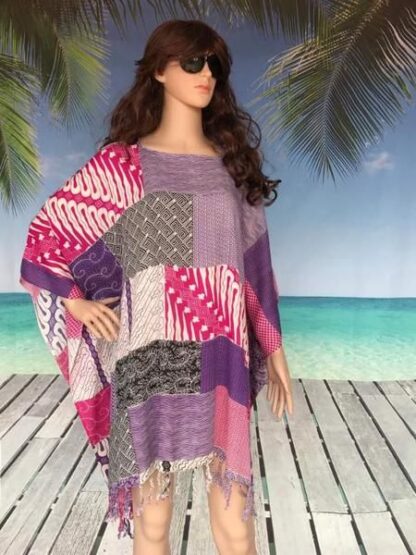Sarong Print Holiday Poncho  SHORT- ASSORTED - Image 12